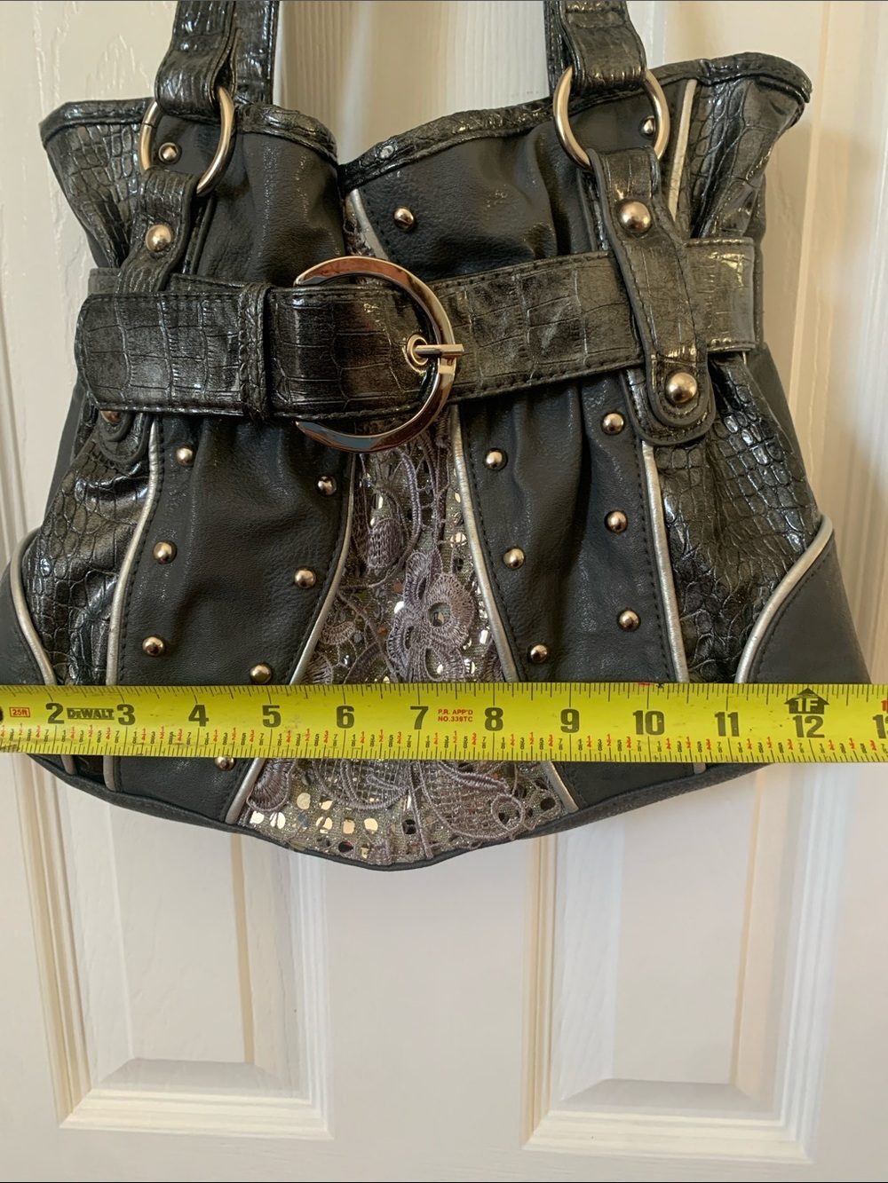 Y2K Cato Dark Gray Purse Silver Accents Shoulder Bag - Picture 9 of 11